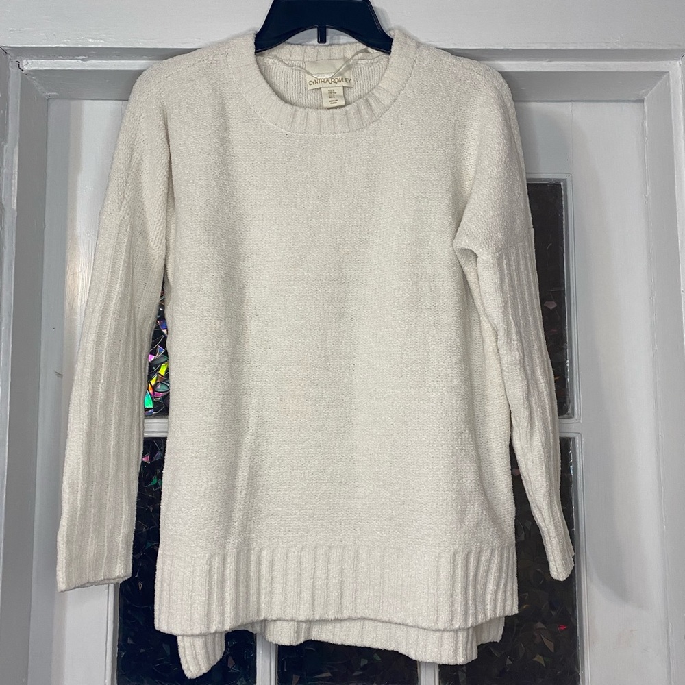 Size small Cynthia Rowley sweater with rubbed details on sleeves